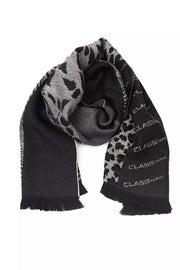 Cavalli Class Black Wool Scarf
