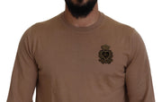 Dolce & Gabbana Beige Cashmere Crown Logo Pullover Sweater