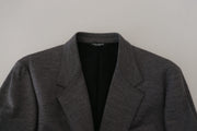Dolce & Gabbana Gray Wool Stretch Slim Fit Jacket Blazer
