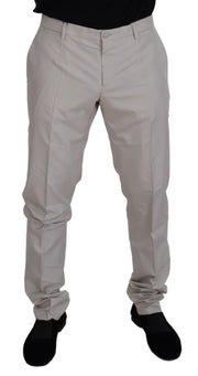 Dolce & Gabbana Off White Silk Mid Waist Chino Pants