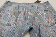 Dolce & Gabbana Blue Cotton Color Splash Print Denim Jeans