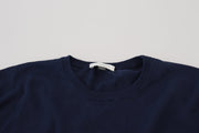 Paolo Pecora Milano Blue Cotton Crewneck Pullover Sweater