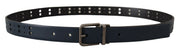 Dolce & Gabbana Blue Perforated Skinny Leather Metal Buckle Belt