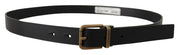 Dolce & Gabbana Black Leather Brass Metal Box Buckle Belt