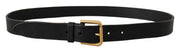 Dolce & Gabbana Brown Classic Leather Gold Metal Buckle Belt