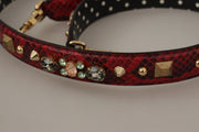 Dolce & Gabbana Red Python Leather Crystals Reversible Shoulder Strap