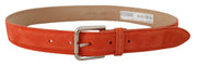 Dolce & Gabbana Orange Leather Suede Silver Logo Metal Buckle Belt