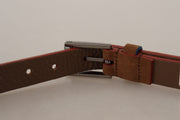 Dolce & Gabbana Brown Logo Engraved Metal Waist Buckle Belt