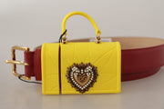 Dolce & Gabbana Red Leather Yellow DEVOTION Heart Bag Buckle Belt