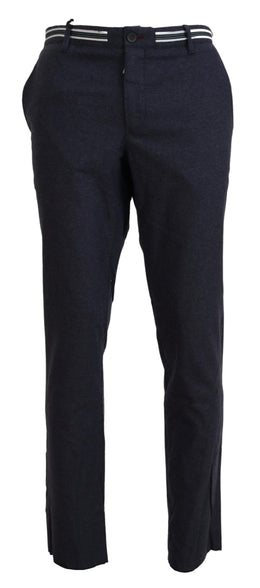 Domenico Tagliente Black Polyester Tapered Dress Pants