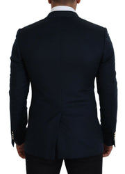 Dolce & Gabbana Blue Double Breasted Formal Coat Blazer