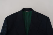Dolce & Gabbana Blue Double Breasted Formal Coat Blazer