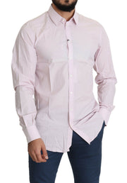 Dolce & Gabbana Light Pink Cotton Formal GOLD Dress Shirt