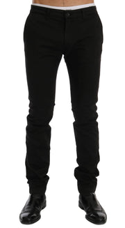 GF Ferre Black Cotton Stretch Chinos Pants