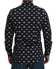 Dolce & Gabbana Black Crown Print GOLD Slim Shirt