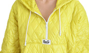 Dolce & Gabbana Yellow Nylon Quilted Hooded Pullover Jacket