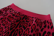 Dolce & Gabbana Pink Leopard High Waist A-line Mini Skirt