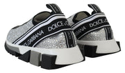 Dolce & Gabbana Silver Rhinestones Sorrento Sneakers Shoes