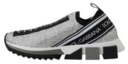Dolce & Gabbana Silver Rhinestones Sorrento Sneakers Shoes