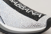 Dolce & Gabbana Silver Rhinestones Sorrento Sneakers Shoes