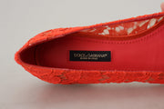 Dolce & Gabbana Red Taormina Lace Crystals Ballet Flats Shoes