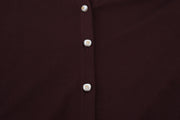 Dolce & Gabbana Maroon Wool Knit Deep V-neck Cardigan Sweater
