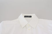 Dolce & Gabbana White Cotton Collared Long Sleeves Formal Top
