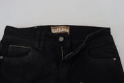John Galliano Black Cotton Mid Waist Skinny Slim Fit Denim Jeans