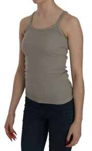 PINK MEMORIES Beige Sleeveless Spaghetti Strap Tank Blouse