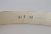John Galliano Pink Leather Letter Logo Round Buckle Waist Belt