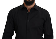 Dolce & Gabbana Black GOLD Cotton Collared Long Sleeve Shirt