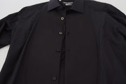 Dolce & Gabbana Black GOLD Cotton Collared Long Sleeve Shirt