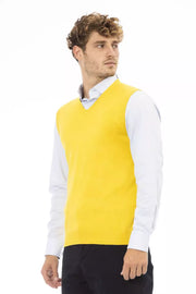 Alpha Studio Yellow Viscose Sleveless Jacket