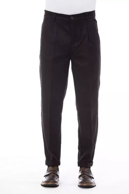 Alpha Studio Brown Wool Pant