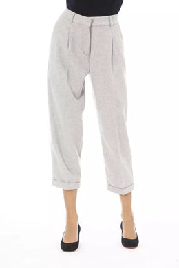Alpha Studio Gray Wool Pant