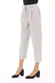 Alpha Studio Gray Wool Pant