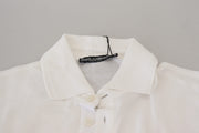 Dolce & Gabbana White Cotton Logo Short Sleeve Polo T-shirt