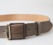 GF Ferre Brown Leather Fashion Logo Buckle Waist Belt