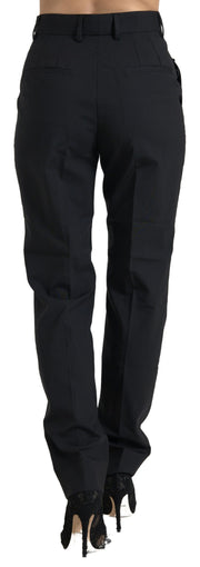 Dolce & Gabbana Black Wool High Waist Tapered Pants