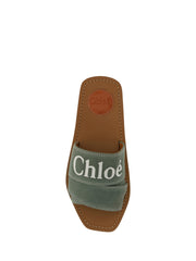 Chloé Forest Green Cotton Slides Woody Sandals
