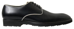 Dolce & Gabbana Black White Leather Formal Shoes