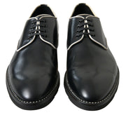 Dolce & Gabbana Black White Leather Formal Shoes