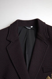 Dolce & Gabbana Purple Logo Embroidery Double Breasted Blazer