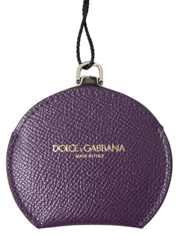 Dolce & Gabbana Purple Calfskin Leather Round Hand Mirror Holder