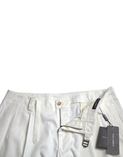Dolce & Gabbana White Cotton Stretch Men Bermuda Denim Shorts
