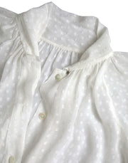 Dolce & Gabbana White Silk Sheer Tied Neck Polka Dots Blouse