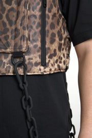 Dolce & Gabbana Brown Leopard Silk Sleeveless Sportswear
