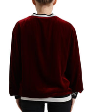 Dolce & Gabbana Bordeaux Velvet Crew Neck Pullover Sweater