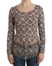 Cavalli Brown longsleeved lace top
