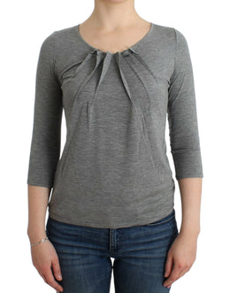 Cavalli Gray 3/4 sleeves jumper top